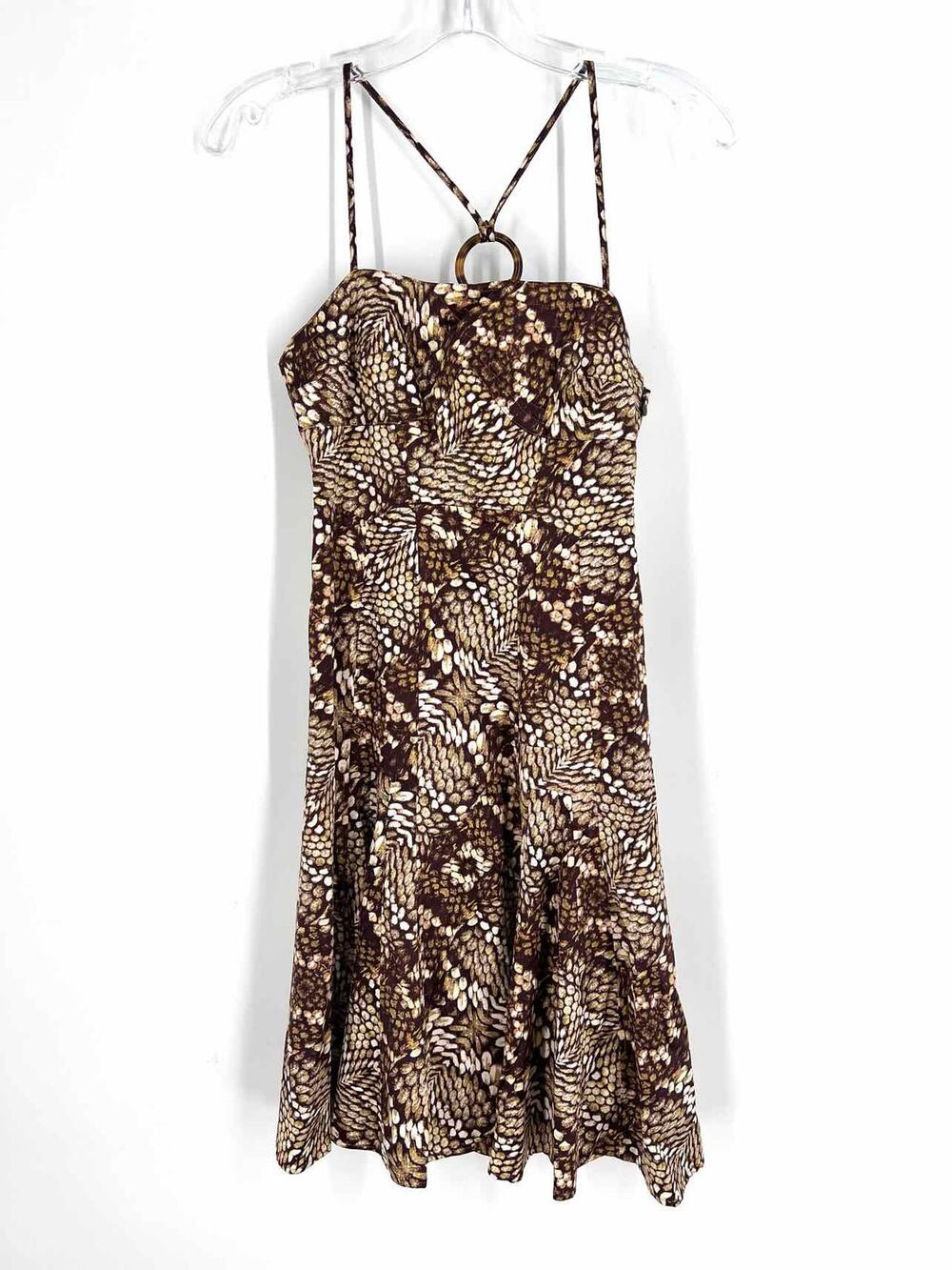 Just Cavalli Size 4 Brown/Beige Print Vintage Designer Dress